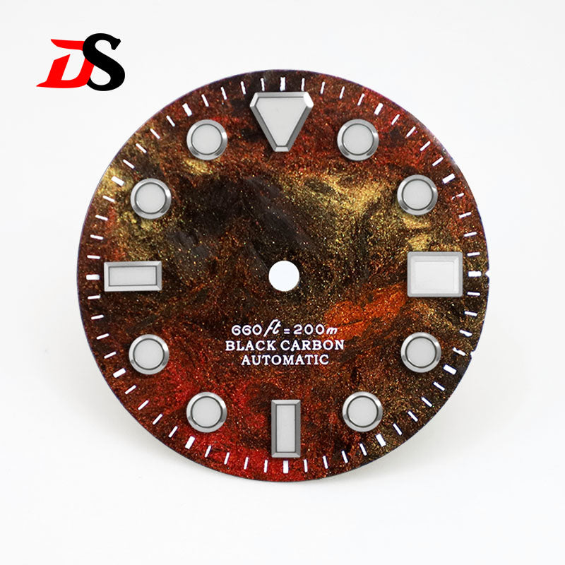 High Quality Rich Color Lava Carbon Fiber Dial Blue Lume 28.5MM Dial for NH35 Movement 3o'clock date