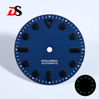 Hollow Index 28.5mm Matte Dial Dark Green Lume for NH35 Movement 3 O'clock Date/no Date