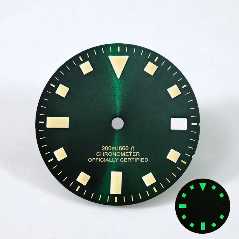 Pelagos 28.5mm Vintage Dial No Date NH35 50 Layers Blue Lume Retro Beige Green Lume for SKX007 Mod