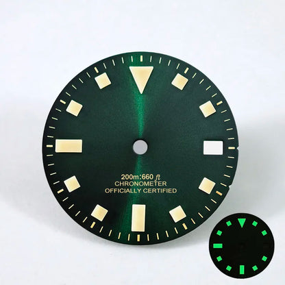 Pelagos 28.5mm Vintage Dial No Date NH35 50 Layers Blue Lume Retro Beige Green Lume for SKX007 Mod