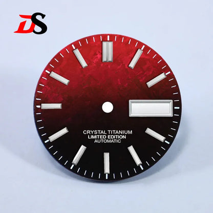 28.5mm Ice Crystal Titanium Dial No Lume for NH35 NH36 Movement Day Date