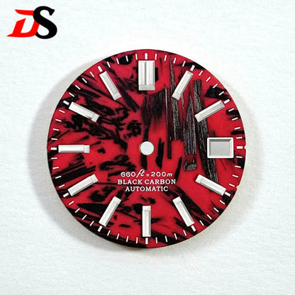 Red Carbon Fiber Dial Blue Lume NH35 Movement 28.5mm