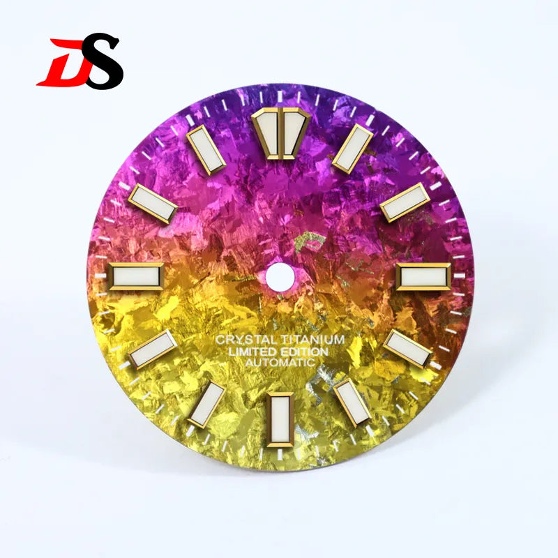 28.5mm Ice Crystal Titanium Dial Blue Lume NH35 Movement