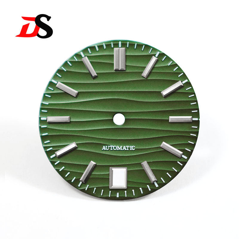 28.5mm Dial Wave Texture No Lume 6 O'clock Date Blue Lume NH35NH36