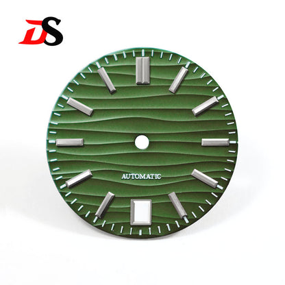 28.5mm Dial Wave Texture No Lume 6 O'clock Date Blue Lume NH35NH36