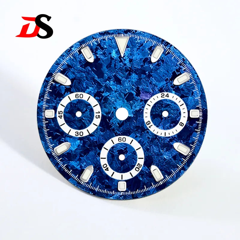 29.5mm Ice Crystal Titanium Dial Suitable for VK63 Movement Blue Lume Watch Accessories