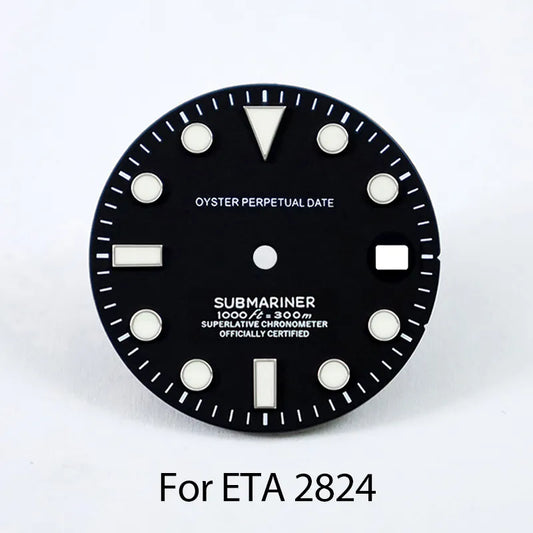 28.5mm Matte SUB Dial BGW9 C3 Lume Custom Logo for ETA2824 Movement