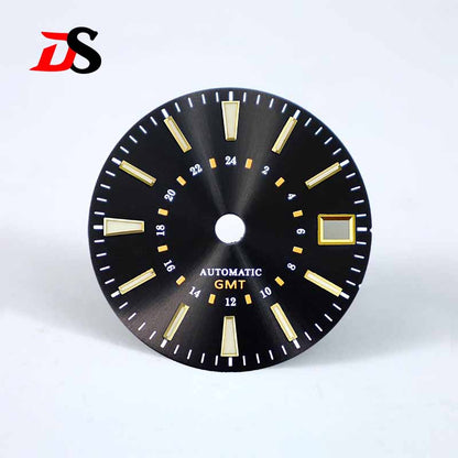 Sunburst 24-hour GMT Sun Pattern blue luminous Dial NH34 Movement 28.5mm