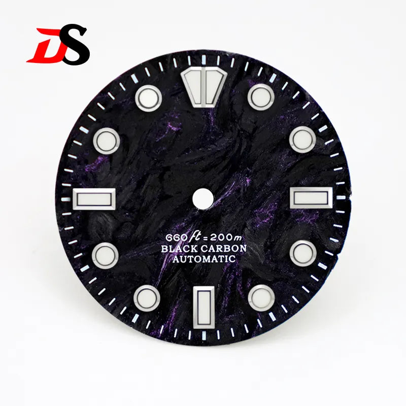 28.5mm Dial Rich Color LavaTexture Carbon Fiber Dial BGW9 Lume for NH35 Movement No Date/3o'clock Date