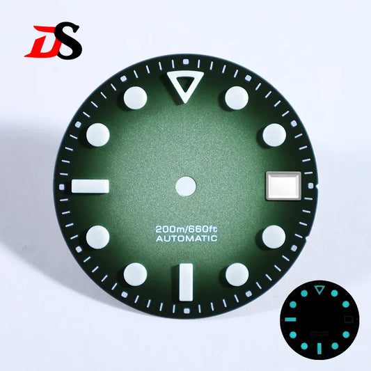 Matte Dial Hollow Index NH35 Dial 28.5mm blue Lume for NH35 Movement
