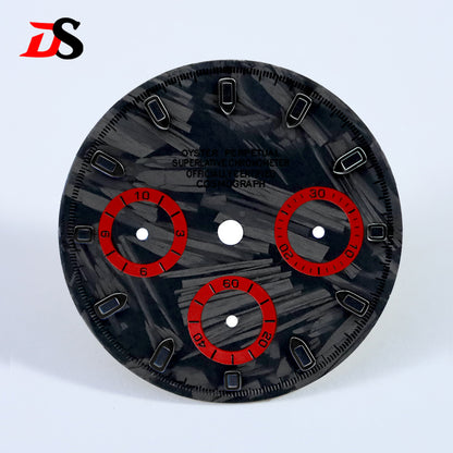 Carbon Fiber Dial Blue Lume for VK63 Movement Black Lume 29.5mm Dial