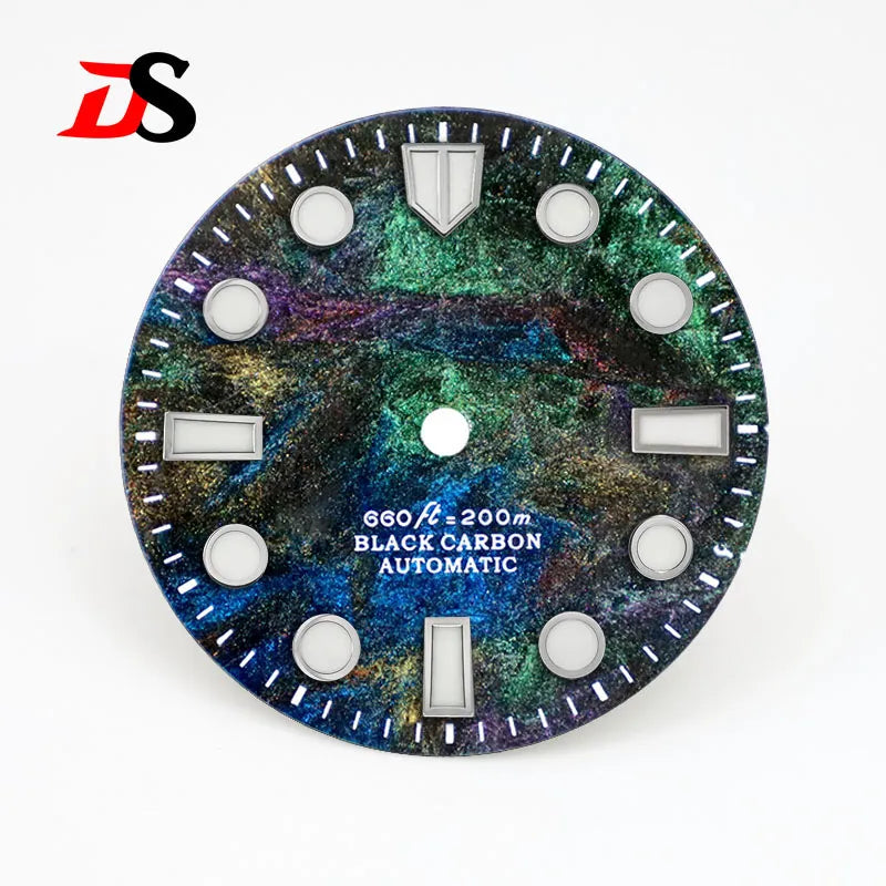 Carbon Fiber Dial Rich Color Lava BWG9 C3 Lume for NH35 Movement 3o'clock Date/No Date 28.5mm