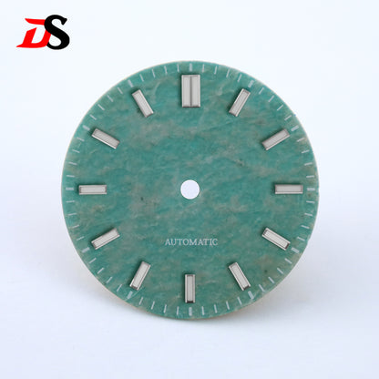 NH35 Dial Tianhe Jade 28.5mm White Tick Mark NH38 Movement Stone No Date Blue Lume/no Lume