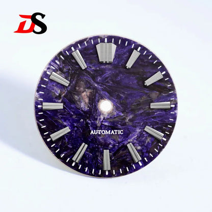 28.5mm Dial Purple Dragon Crystal Natural Purple Stone No Lume NH38 Movement 3 O'clock Date/No Date
