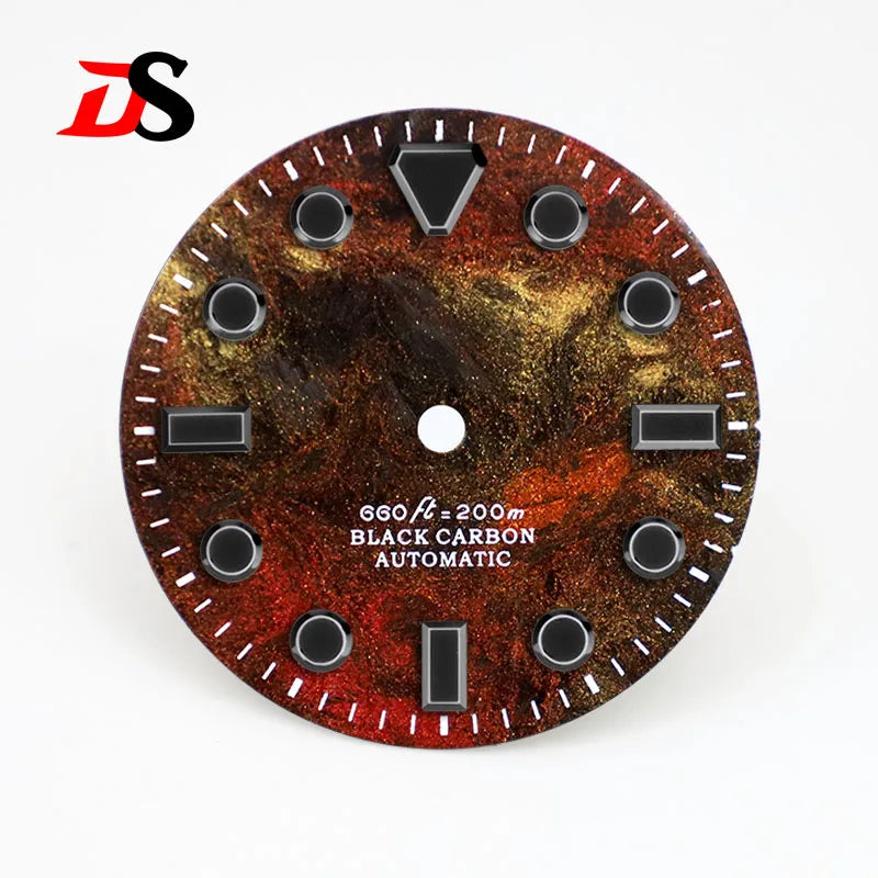 28.5MM Dial Rich Color Lava Carbon Fiber Dial Black Lume High Quality for NH35 Movement No date/3o'clock date