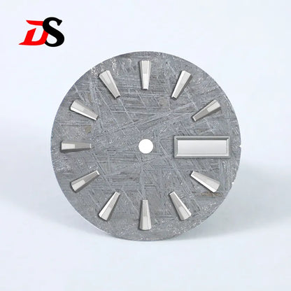 Natural 28.5mm Grey Meteorite Dial Day Date No Lume NH36 Movement No Tick Mark
