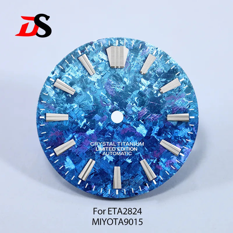 28.5mm Dial Ice Crystal Titanium Dial GS MOD No Lume NH35 NH38 ETA2824/MIYOTA 9015 Movement No Date Dial