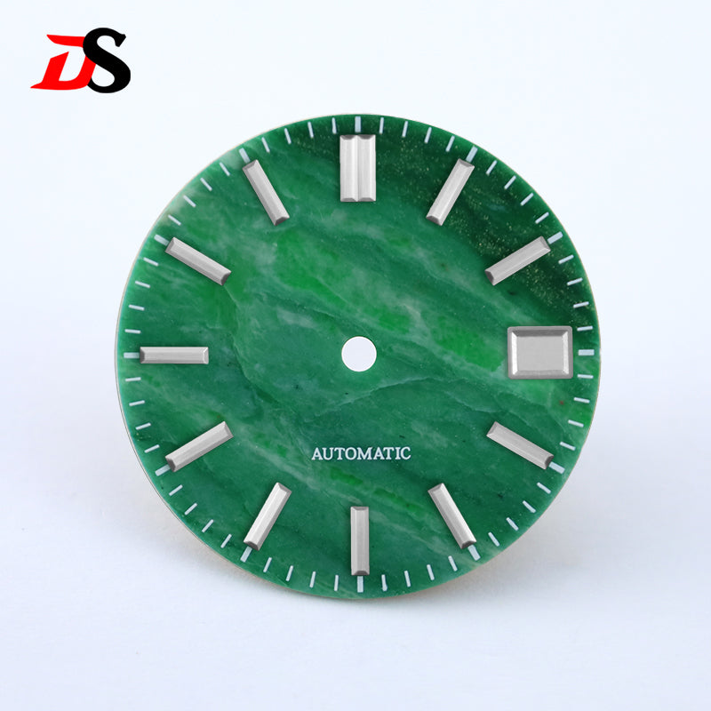 African Jade 28.5mm Dial No Lume NH38 Movement Date Blue Lume Stone Dial