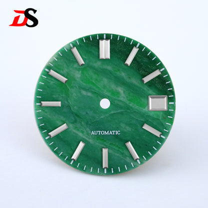 African Jade 28.5mm Dial No Lume NH38 Movement Date Blue Lume Stone Dial