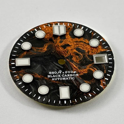 Rich Color Lava Texture Carbon Fiber Dial BGW9 C3 Lume for NH35 Movement 28.5mm Dial 3o'clock date
