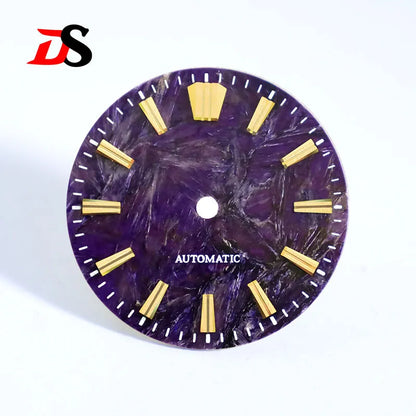 28.5mm Dial Purple Dragon Crystal Natural Purple Stone No Lume NH38 Movement 3 O'clock Date/No Date