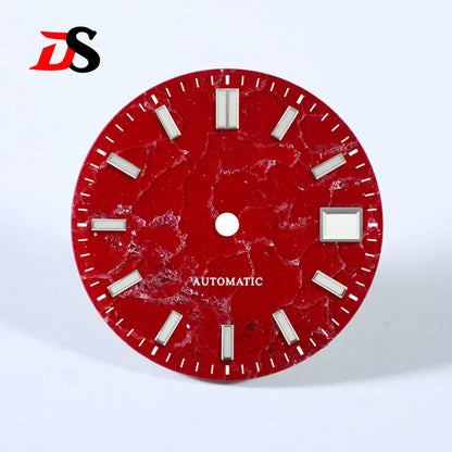 28.5mm Sea of Red Clouds Stone Blue lume Natural Strawberry NH35