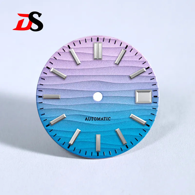 Wave Dial No Lume NH35 NH36 Movement Blue Lume 3 O 'clock Date