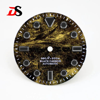 28.5MM Dial Rich Color Lava Carbon Fiber Dial Black Lume High Quality for NH35 Movement No date/3o'clock date