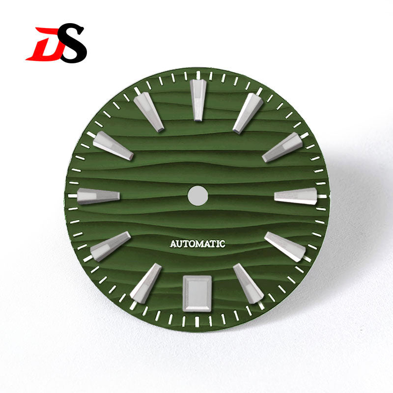 6 O'clock Date 28.5mm Wave Dial Green/Blue Lume NH35NH34