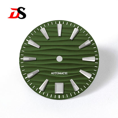 6 O'clock Date 28.5mm Wave Dial Green/Blue Lume NH35NH34