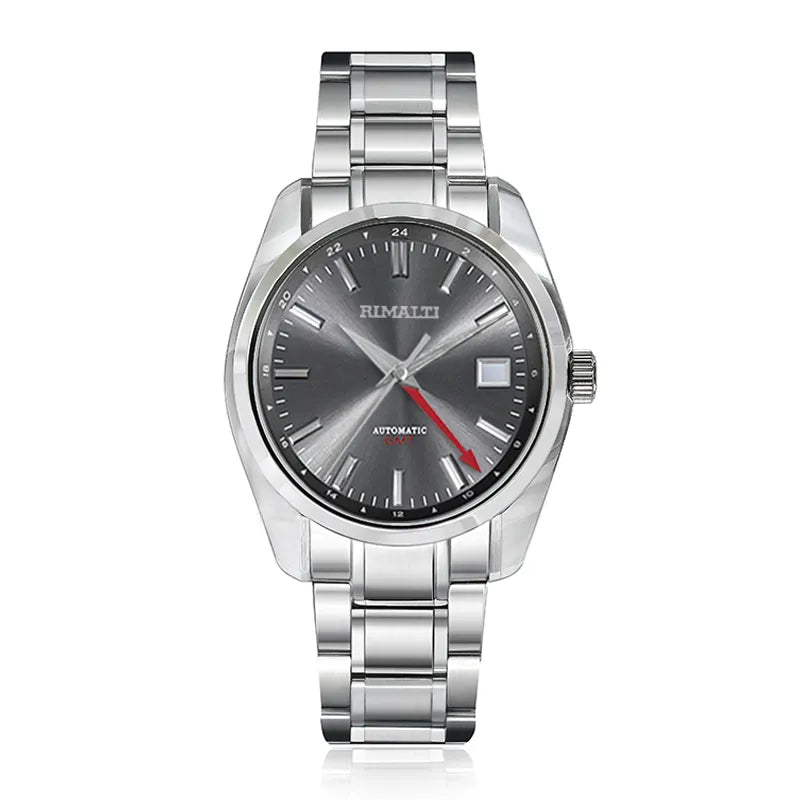 RIMALTI 40mm44gs Case Sapphire Crystal Sunburst Mechanical Men's Watch GMT NH34 Movement Is Suitable for 32.5mm Dial