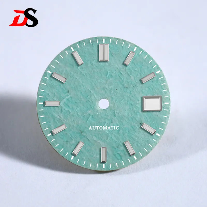 NH35 Dial Tianhe Jade 28.5mm White Tick Mark NH38 Movement Stone No Date Blue Lume/no Lume