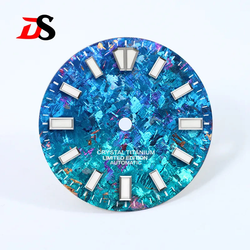 28.5mm Ice Crystal Titanium Dial Blue Lume NH35 Movement