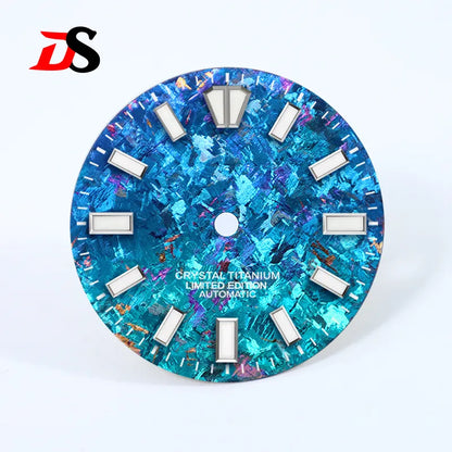 28.5mm Ice Crystal Titanium Dial Blue Lume NH35 Movement