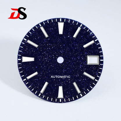 28.5mm Blue Starry Sky Dial Blue Lume for NH35 Movement Blue Sand Stone
