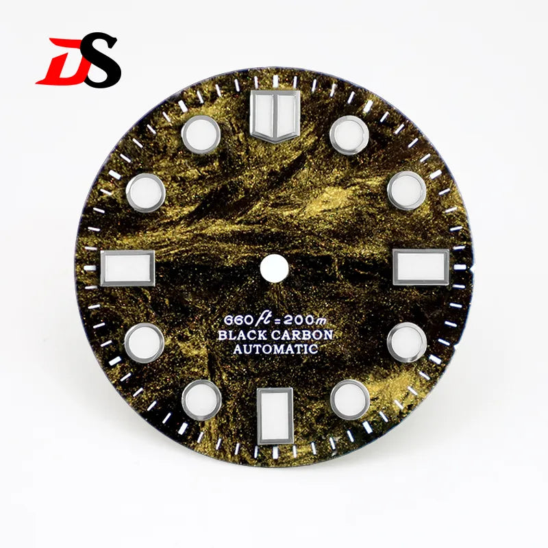 MM Index Lava Texture Carbon Fiber Dial Rich Color BWG9 C3 Lume for NH35 Movement No Date 28.5mm