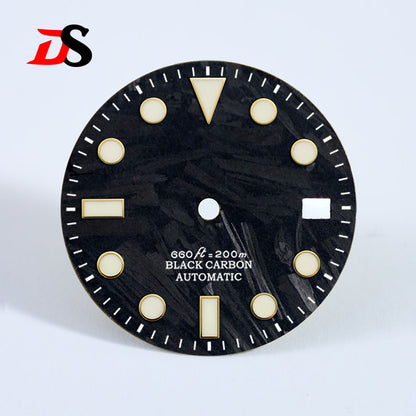 Carbon Fiber Dial YM Index BGW9 Lume for MIYOTA 9015 /ETA2824 Movement 28.5MM