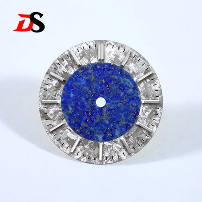 28.5mm Dial Natural Lapis Lazuli Ice Crystal Stone Dial Creative Stitching NH38 Movement No Date Tiger's Eye Stone Blue Sands