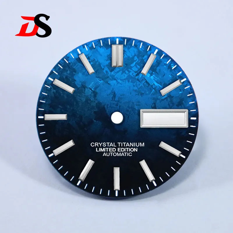 28.5mm Ice Crystal Titanium Dial No Lume for NH35 NH36 Movement Day Date