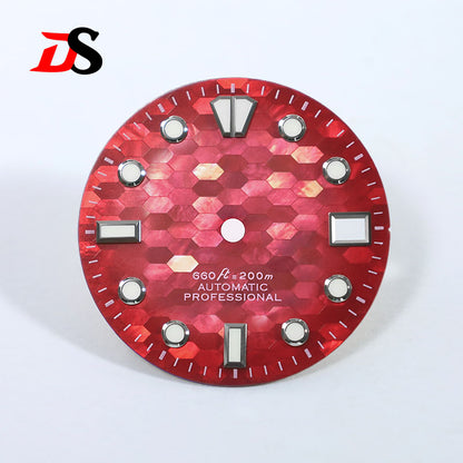 Purple Red Mother-of-pearl Dial BGW9 C3 Lume GS MOD Mosaic NH35 28.5mm