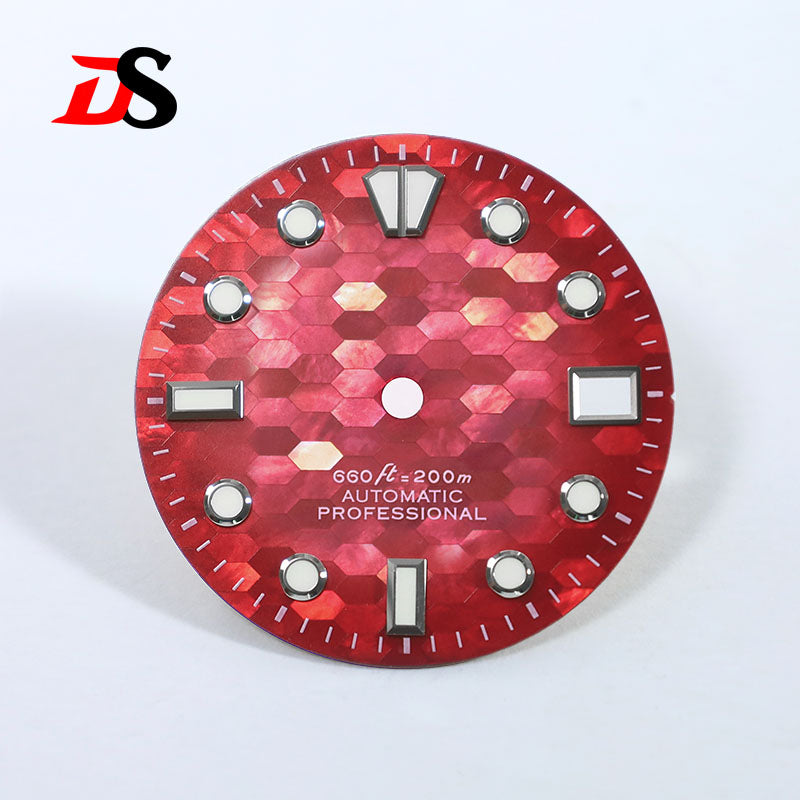 Purple Red Mother-of-pearl Dial BGW9 C3 Lume GS MOD Mosaic NH35 28.5mm