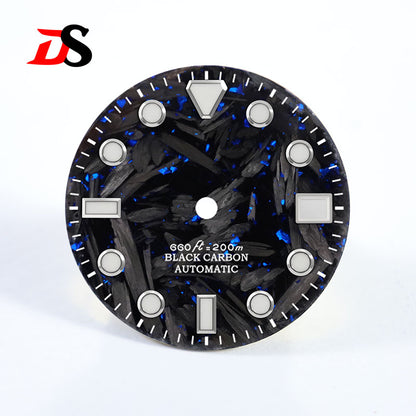 28.5mm New Carbon Fiber Dial Hypotenuse Index BGW9 C3 Lume Fit NH35 Movement