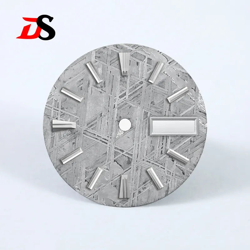 Natural 28.5mm Grey Meteorite Dial Day Date No Lume NH36 Movement No Tick Mark