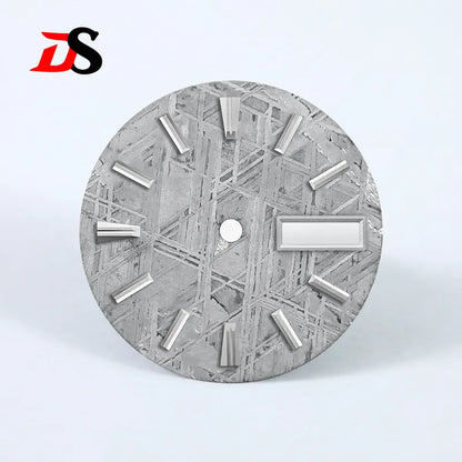 Natural 28.5mm Grey Meteorite Dial Day Date No Lume NH36 Movement No Tick Mark