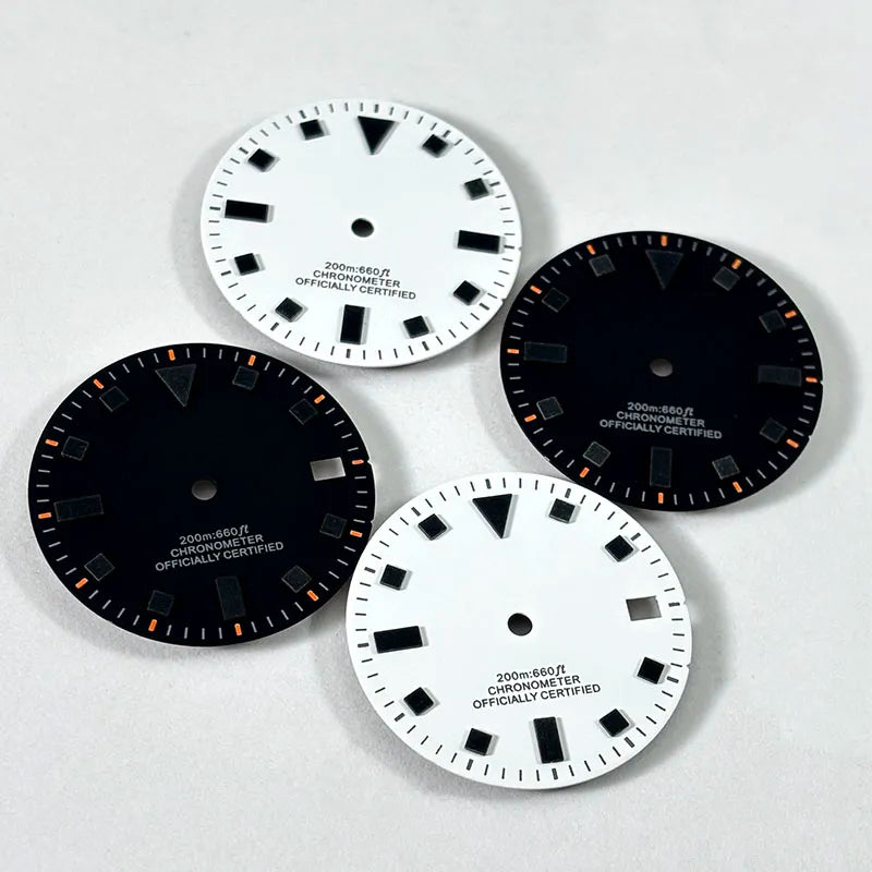 Retro 28.5mm Dial 50-layer Matte Black White Dark Green Lume NH35 Movement No Date