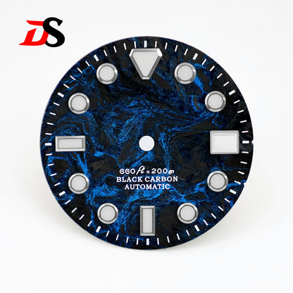 High Quality Rich Color Lava Carbon Fiber Dial Blue Lume 28.5MM Dial for NH35 Movement 3o'clock date