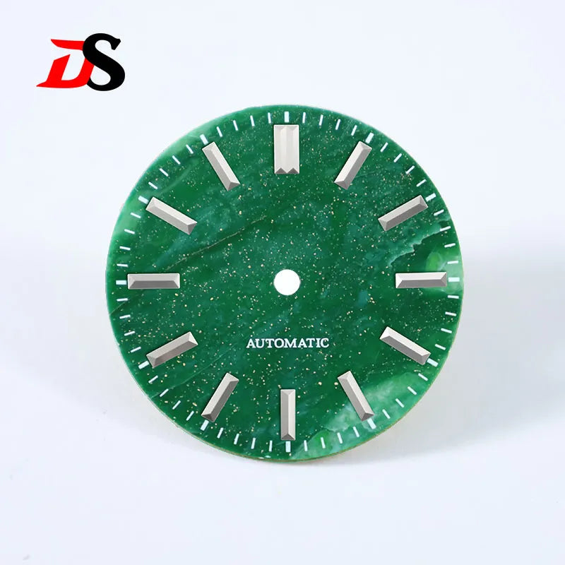 African Jade 28.5mm Dial No Lume NH38 Movement Date Blue Lume Stone Dial