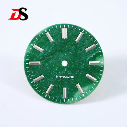 African Jade 28.5mm Dial No Lume NH38 Movement Date Blue Lume Stone Dial