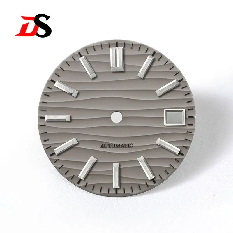 28.5mm Wave Dial No Lume NH35 Dial Blue Lume 3 O'clock/6 O'clock/no Date