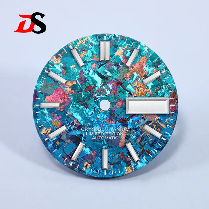 28.5mm Ice Crystal Titanium Dial No Lume for NH35 NH36 Movement Day Date